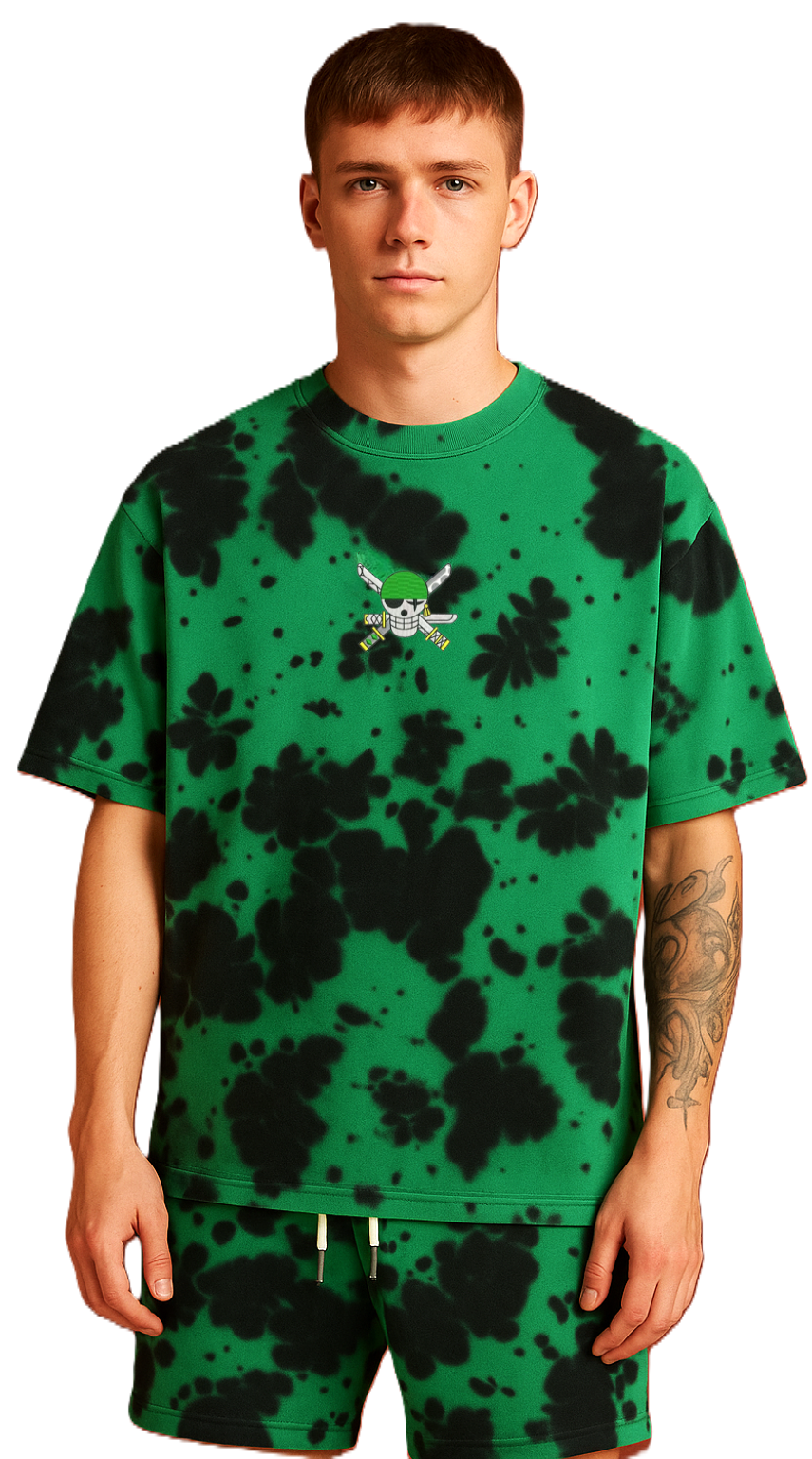 Men’s Streetwear Pirate Outfit (Green & Black Oversized Fit)